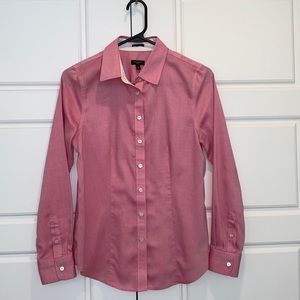Talbots Wrinkle Resistant Shirt Pink Cotton Button Front Long Sleeve Sz6 Petite